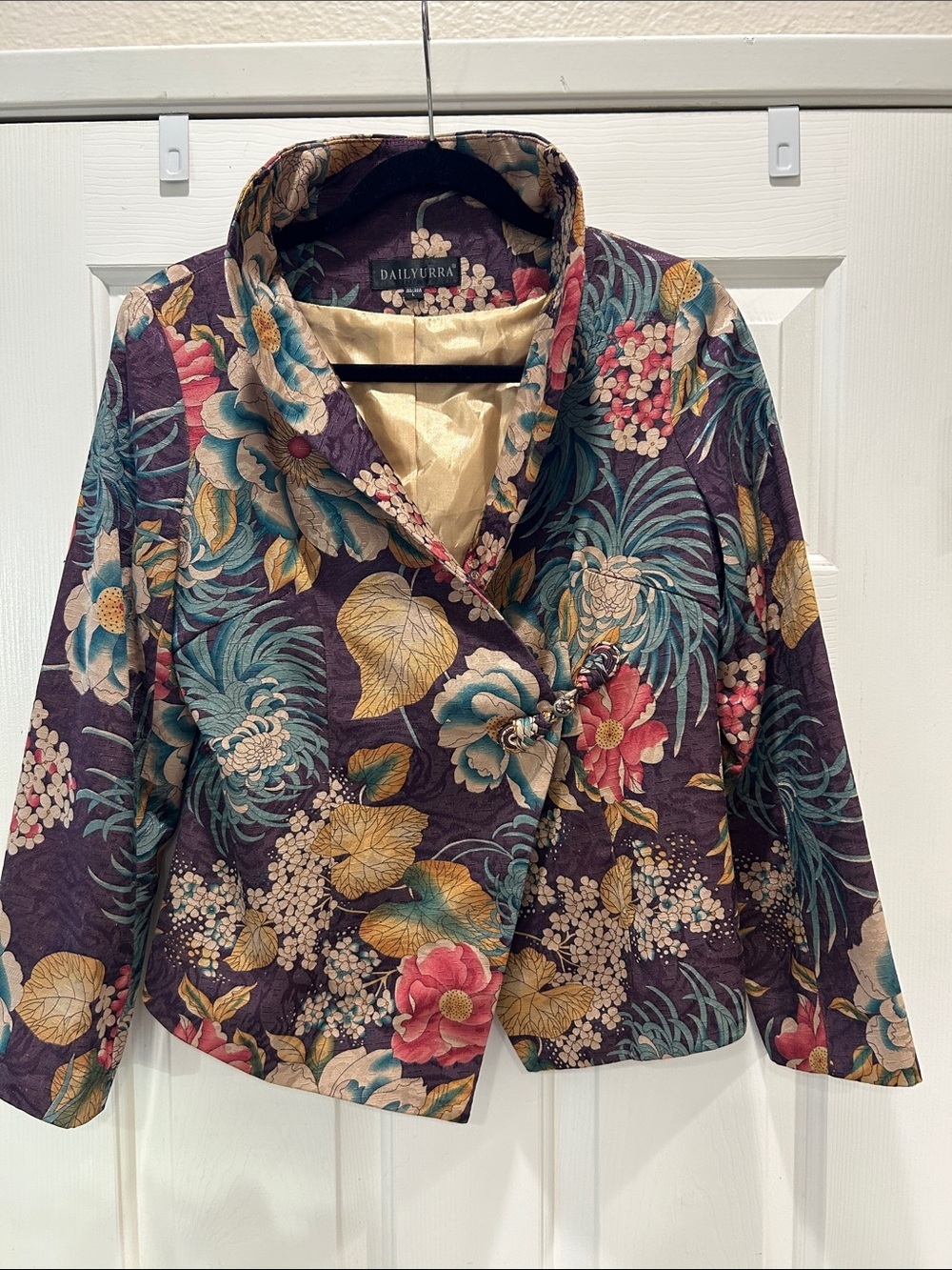 Floral Kimono Jacket in Plum and Teal